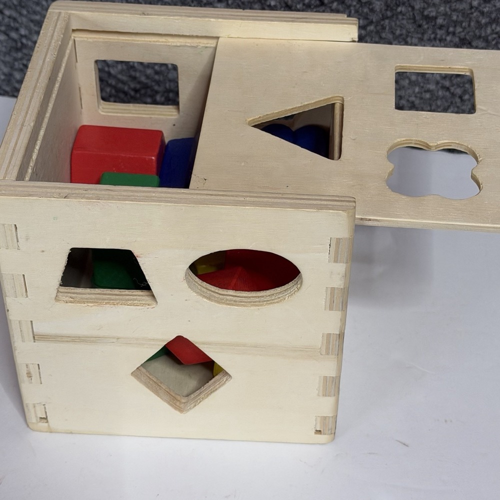 Melissa and Doug Classic Toy Wooden Shape Sorting Cube & 12 Blocks